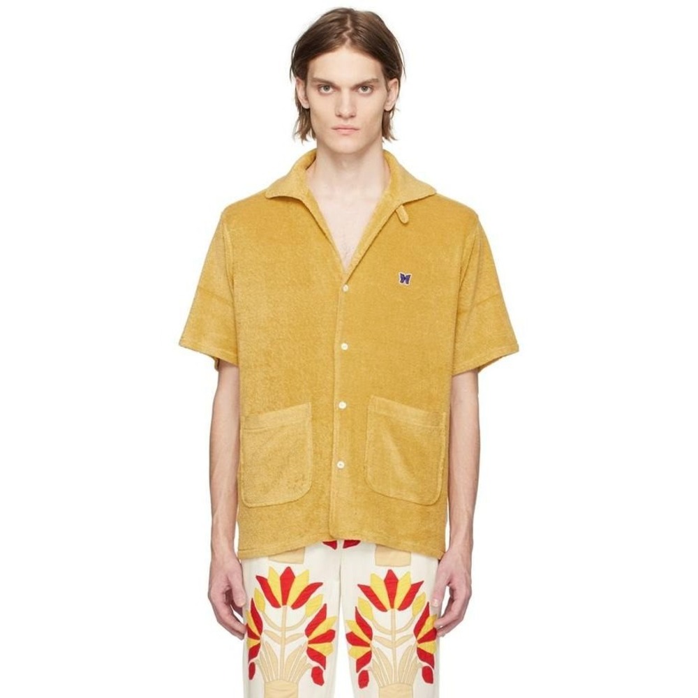Size Small  Needles Italian Collar Shirt Yellow Pile Jersey Terry Cloth Papillon
